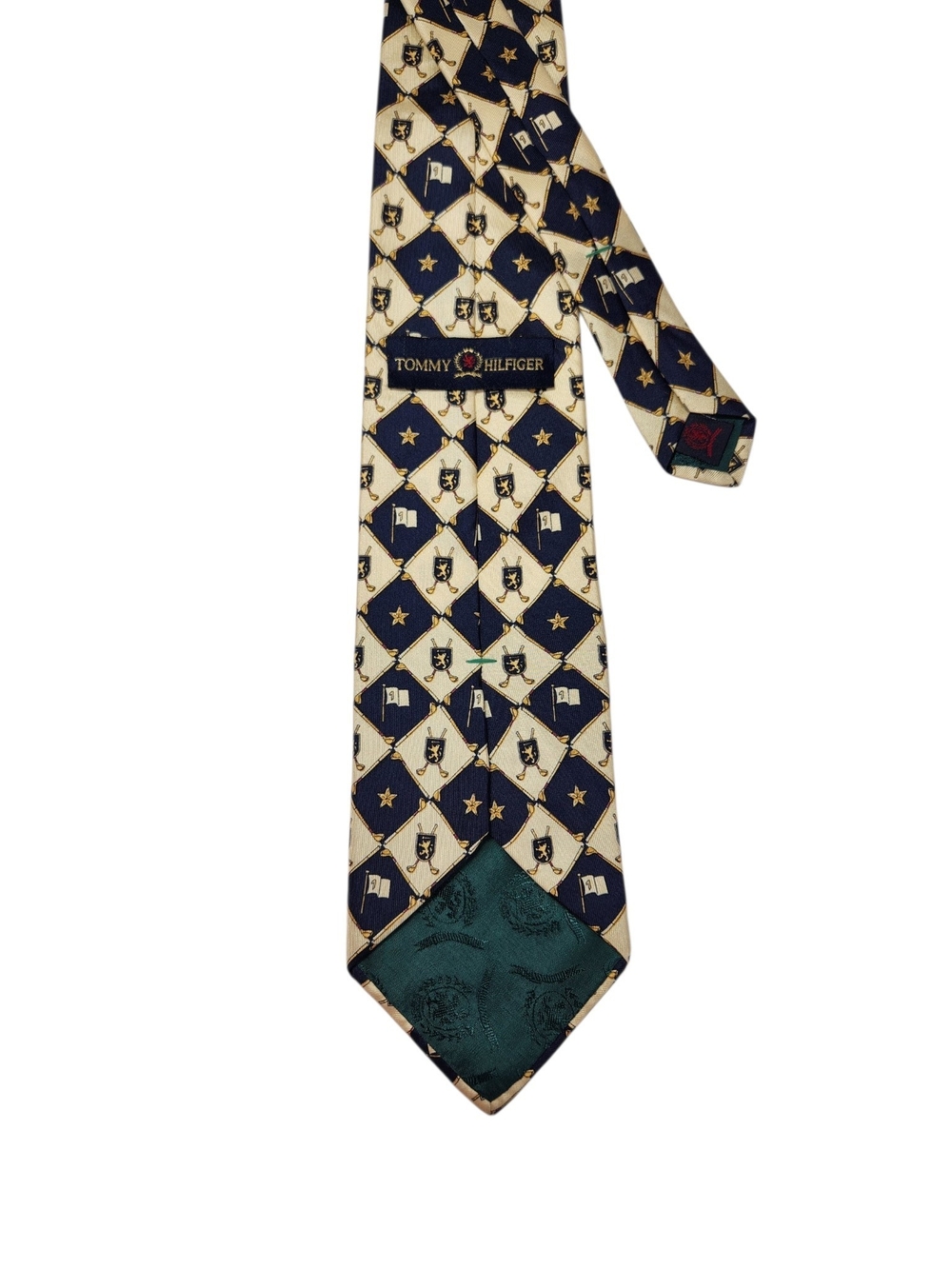 Vintage Tommy Hilfiger Golf Tie 100% Silk Made in USA Navy Cream Preppy 3.5" - Picture 4 of 11